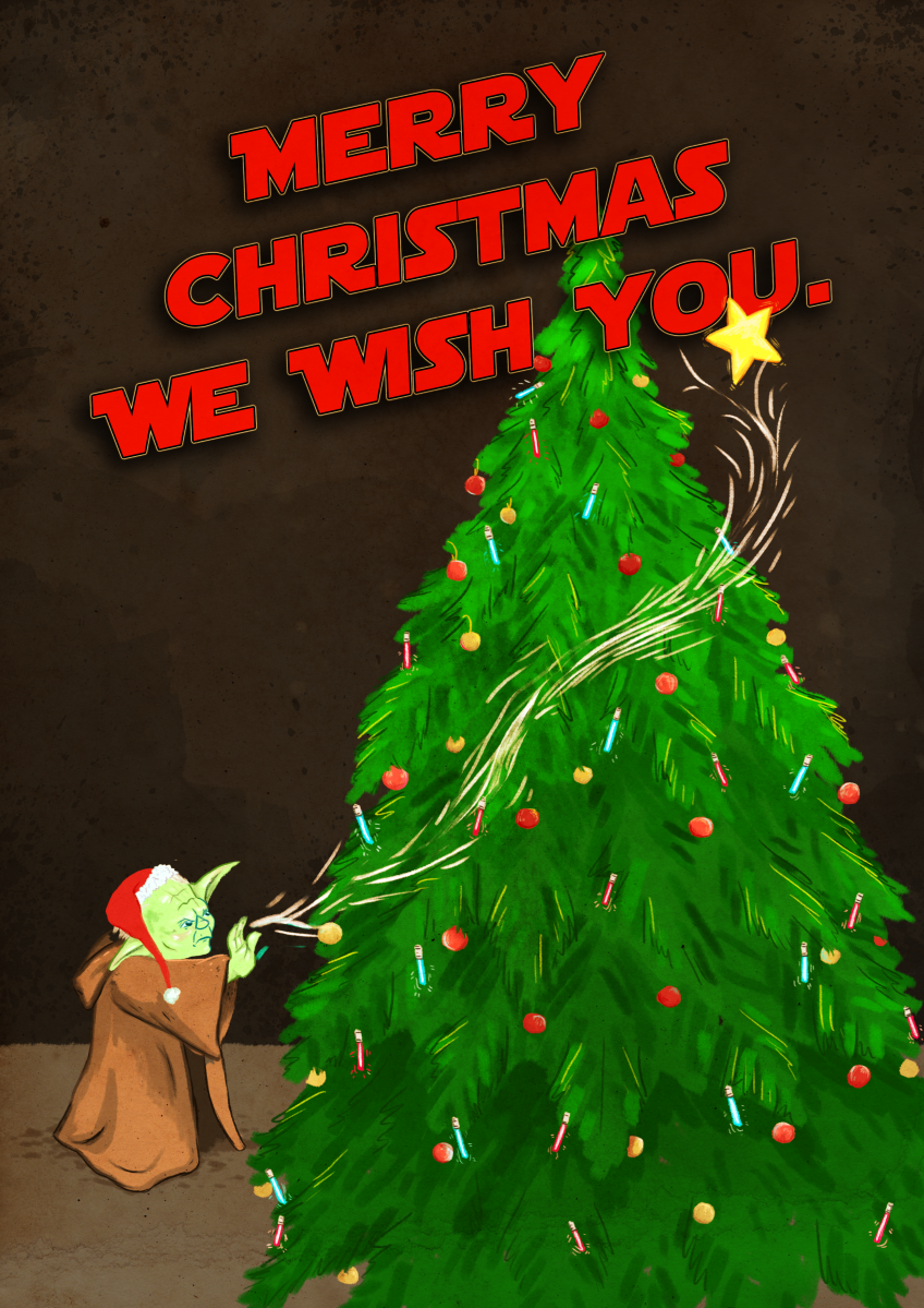 Yoda christmas illustration by Sarah Cochrane